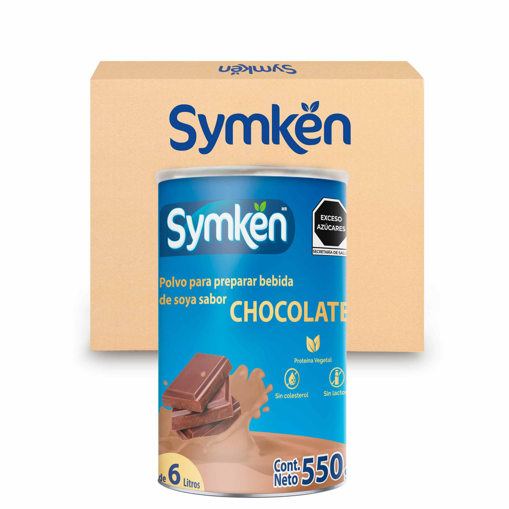 Caja de 18 Piezas Symkën Soya sabor Chocolate bote 550 g