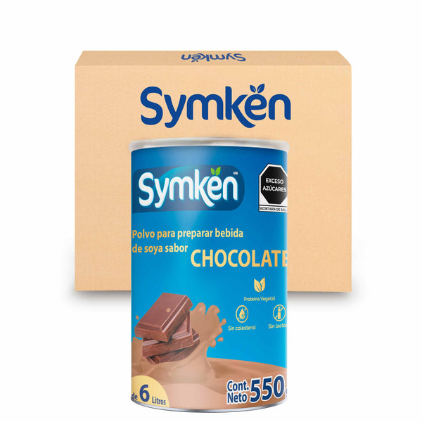Caja de 18 Piezas Symkën Soya sabor Chocolate bote 550 g