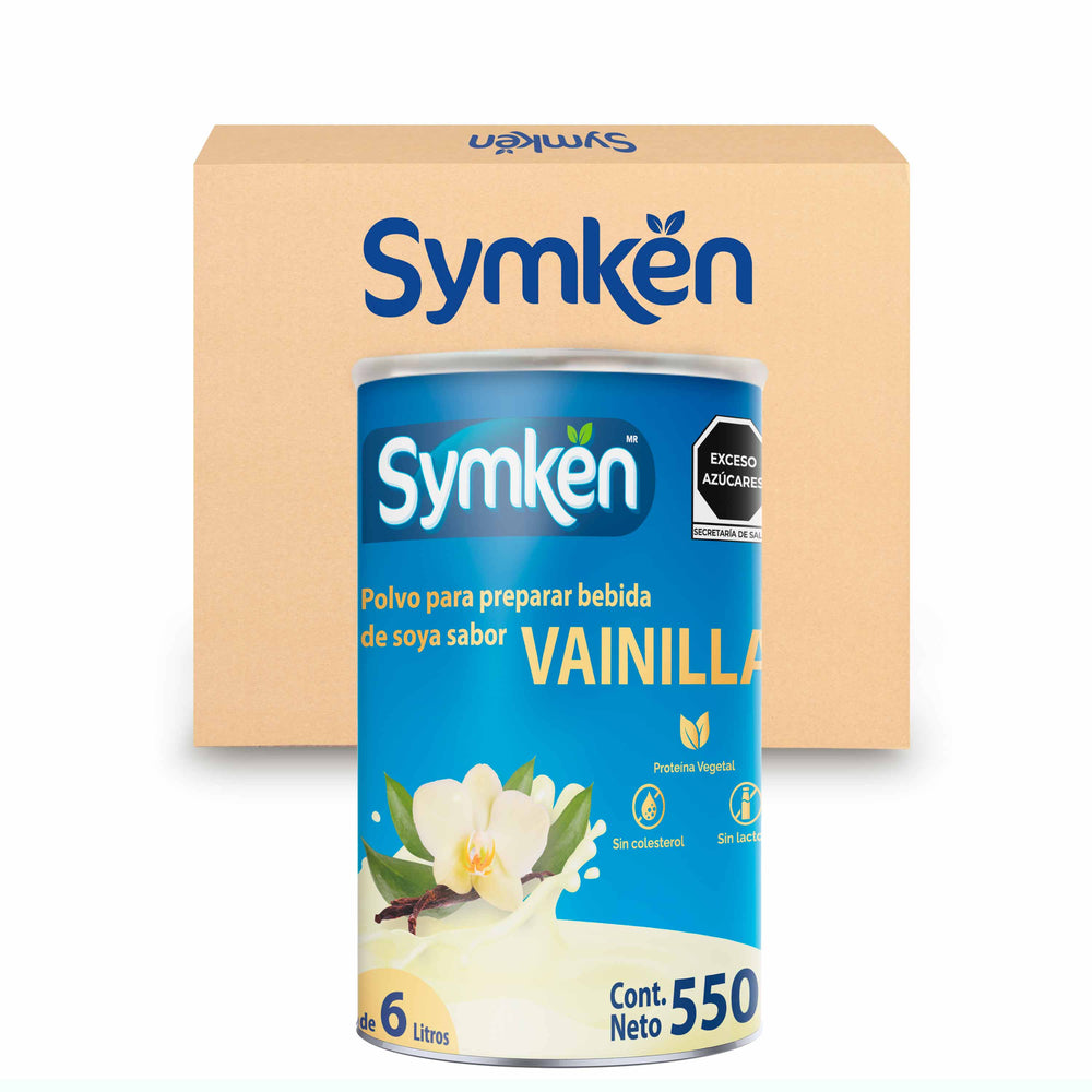 Caja de 18 Piezas Symkën Soya sabor Vainilla bote 550 g