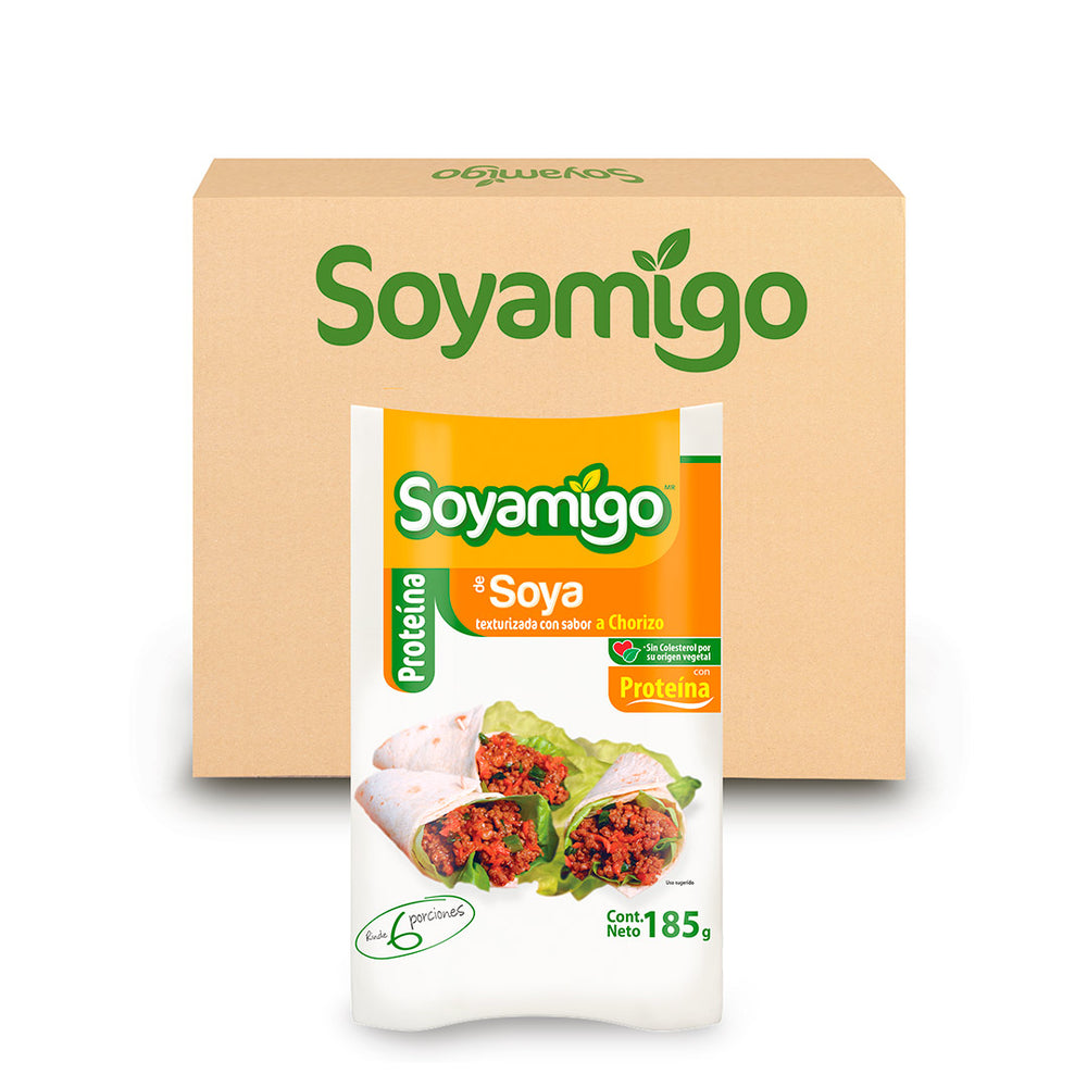 Caja de 24 Piezas Soyamigo Soya sabor Chorizo 185 g