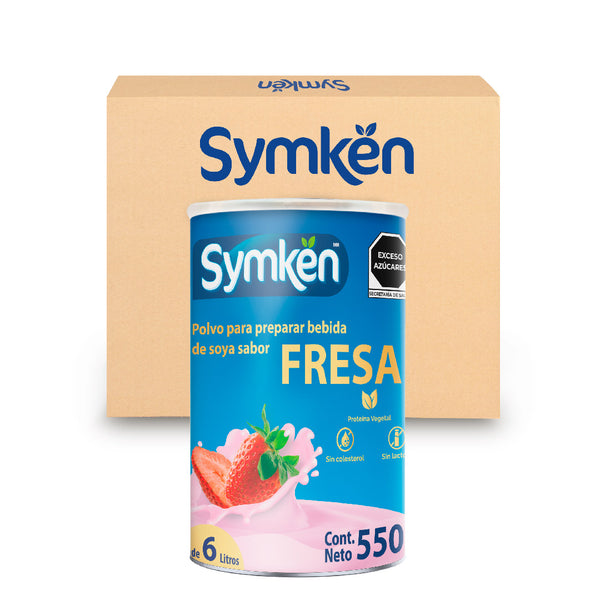 Caja de 18 Piezas Symkën Soya sabor Fresa bote 550 g
